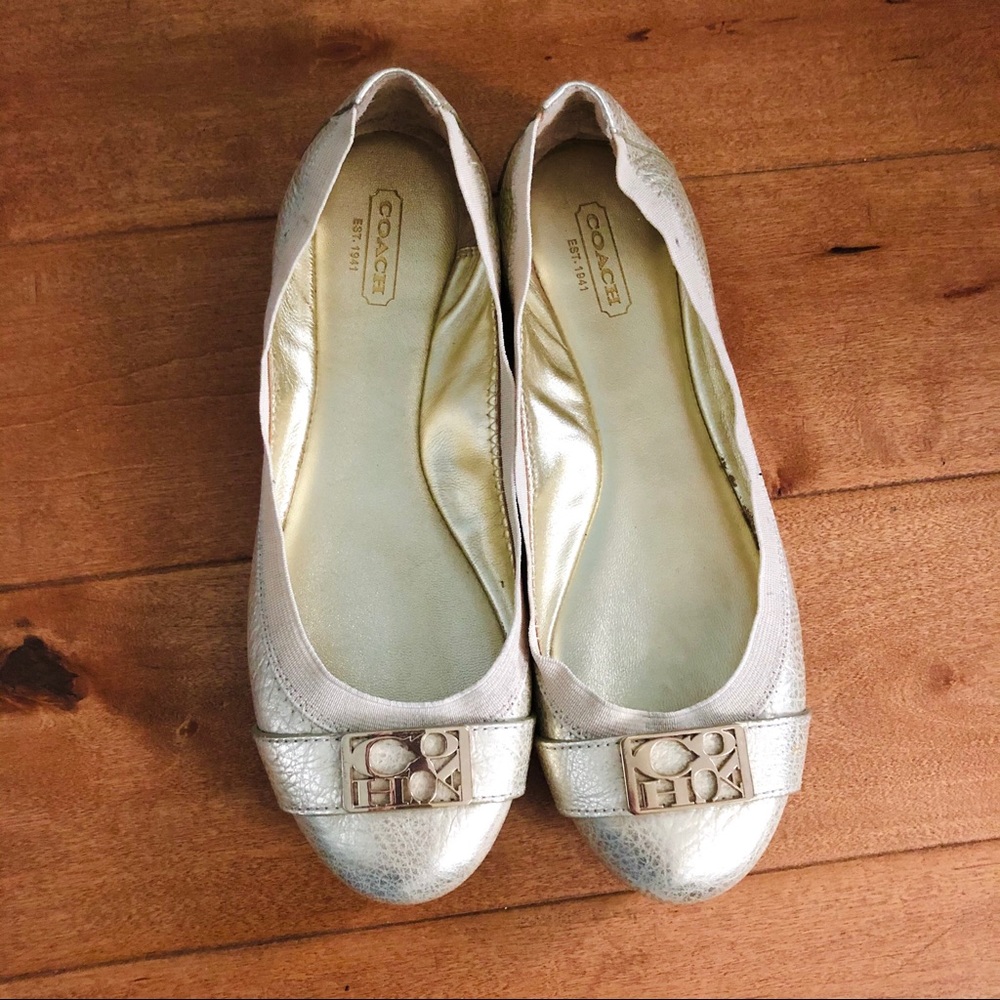 Coach Metallic Gold Silver Ballet Flats